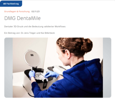 Screenshot des Fachbeitrags zu DentaMile im dental dialogue